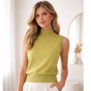 Vintage y2k Judith Hart Petites Green Mock Neck Sweater Sleeveless Vest L